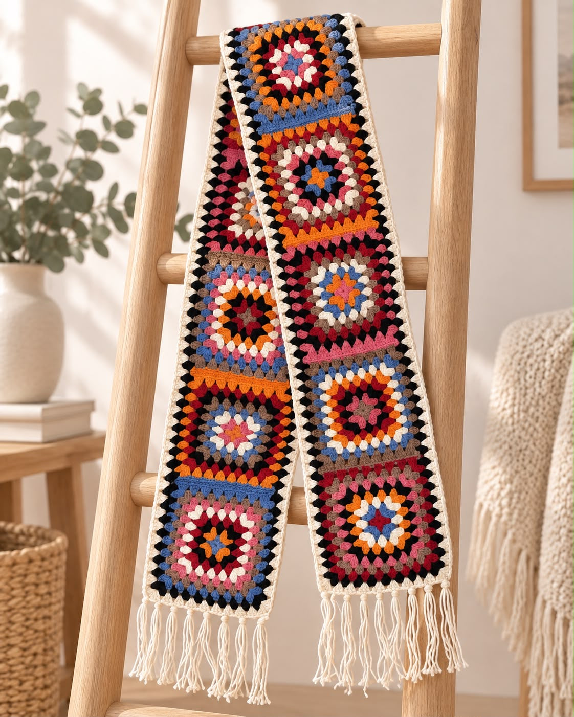 Handmade Cotton Yarn Scarf – 200cm × 20cm