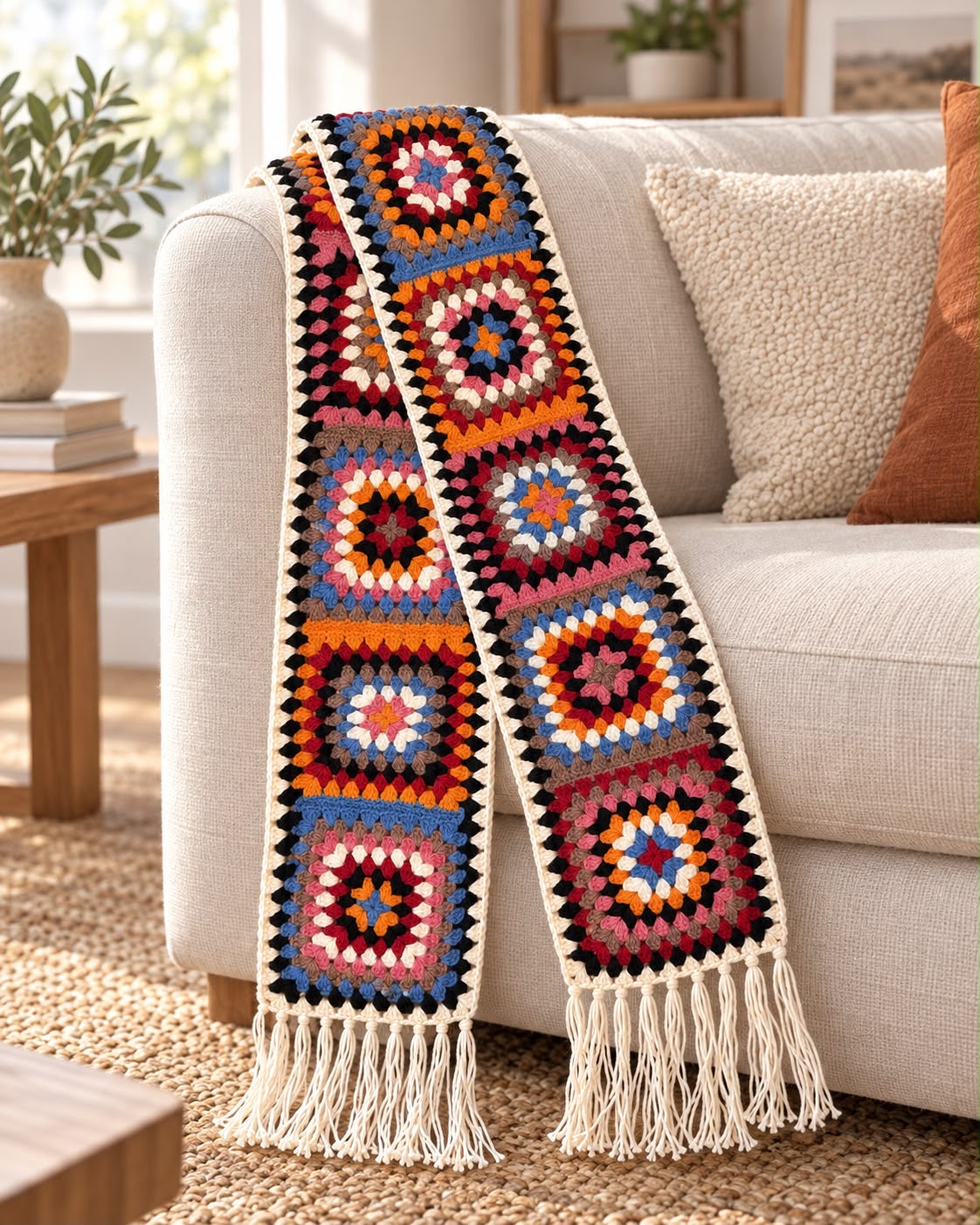 Handmade Cotton Yarn Scarf – 200cm × 20cm
