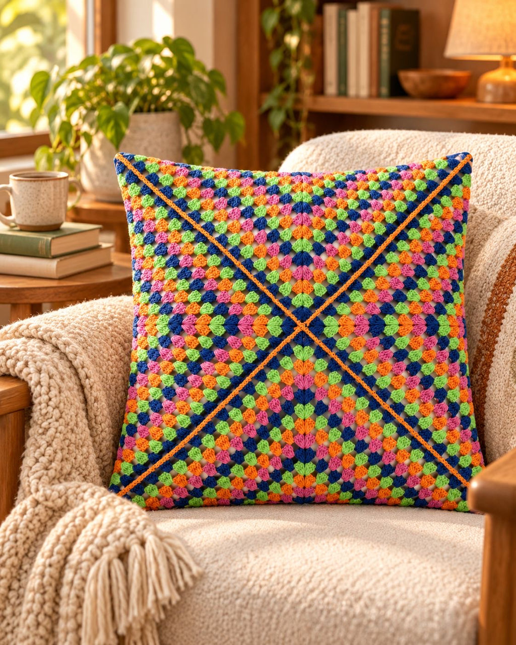 Hand-Stitched Crochet Pillow Case