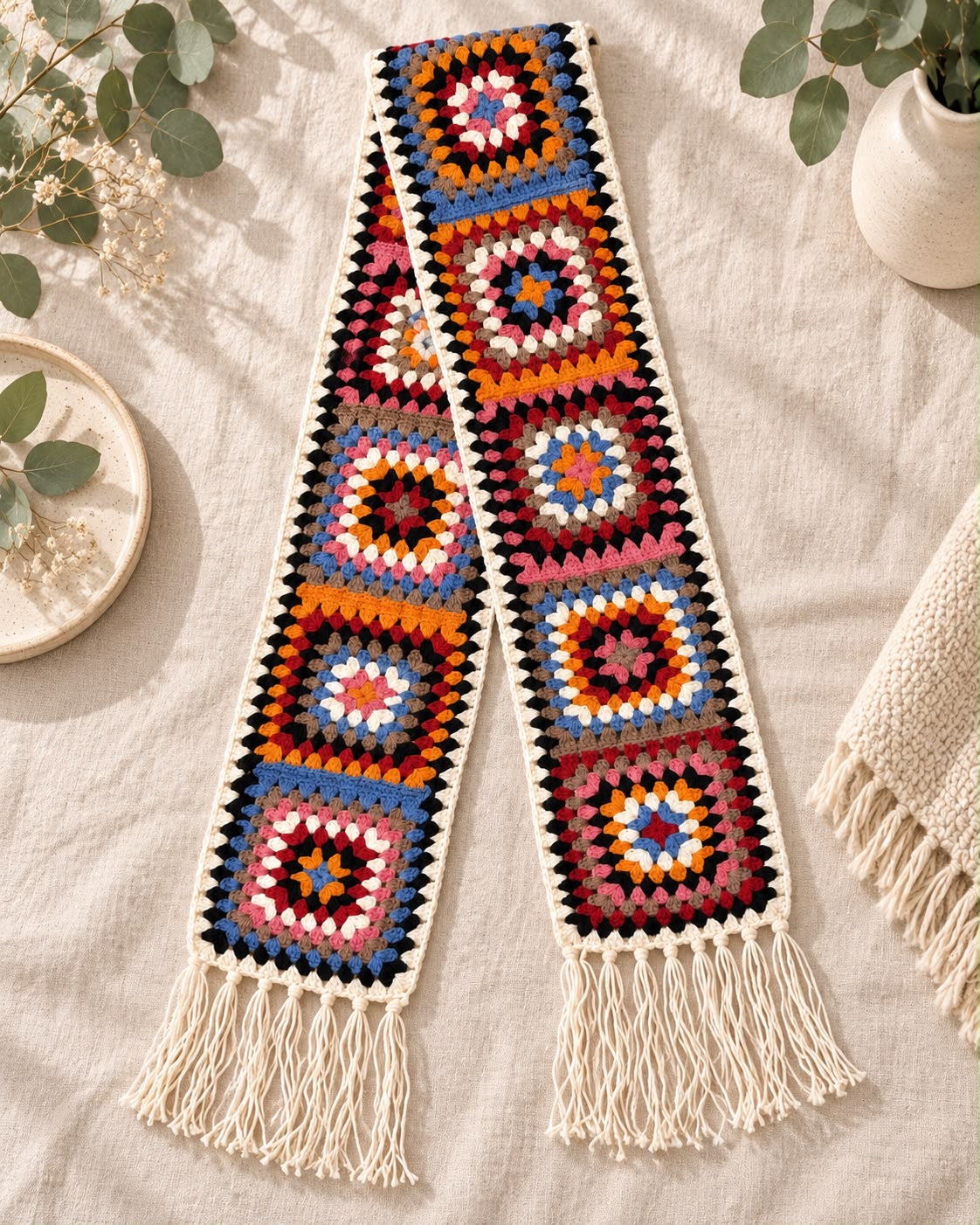 Handmade Cotton Yarn Scarf – 200cm × 20cm