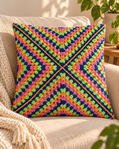 Hand-Stitched Crochet Pillow Case