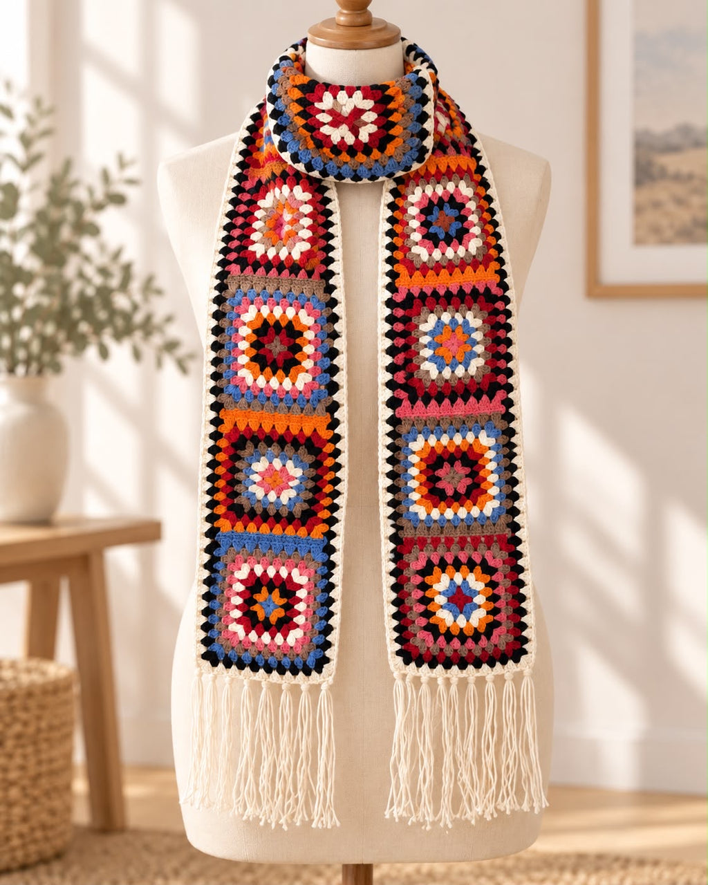 Handmade Cotton Yarn Scarf – 200cm × 20cm