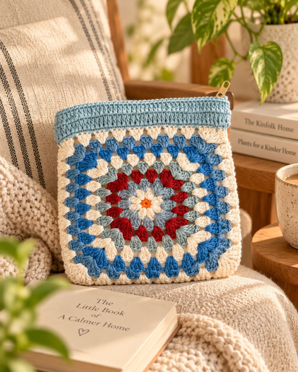 Large Crochet Cotton Pouch