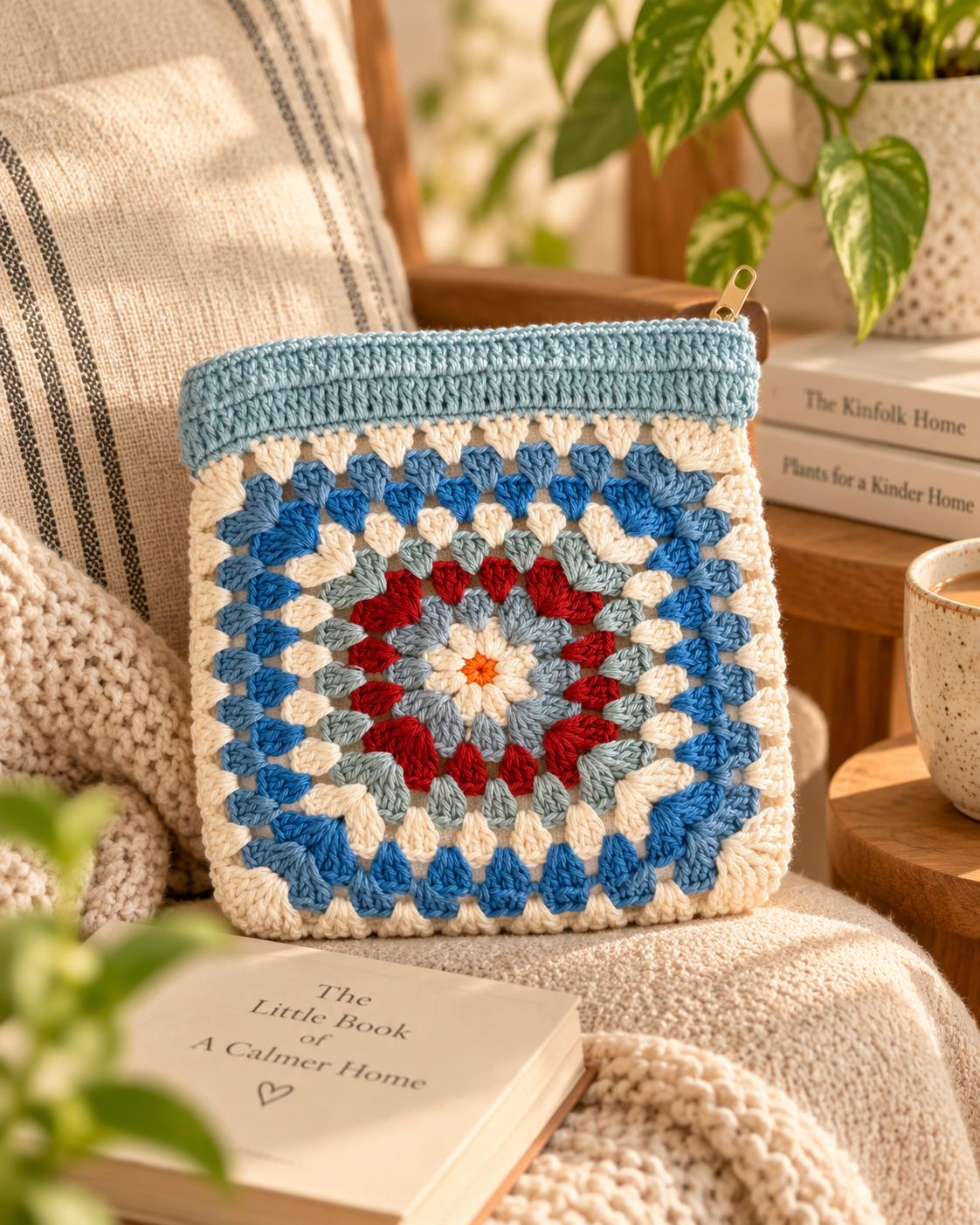 Large Crochet Cotton Pouch