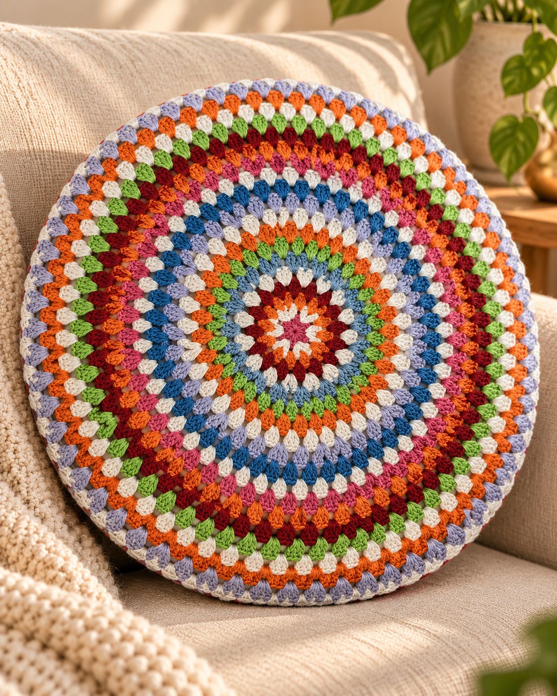 Handmade Crochet Pillow Cover
