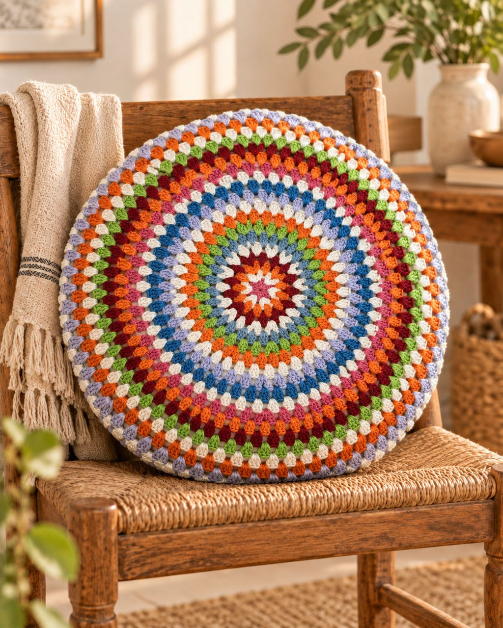 Handmade Crochet Pillow Cover