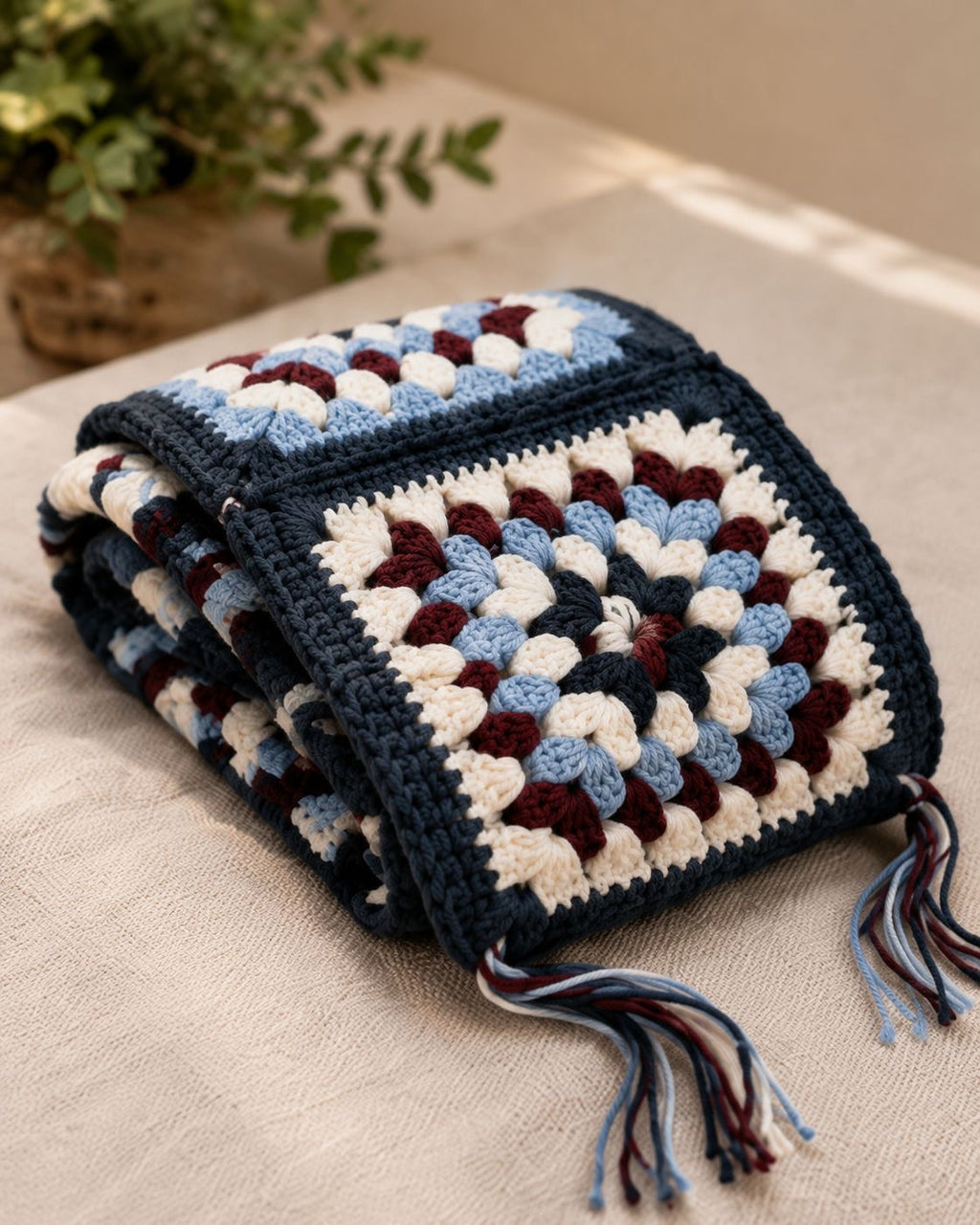 Handmade Heritage Granny Square Crochet Scarf
