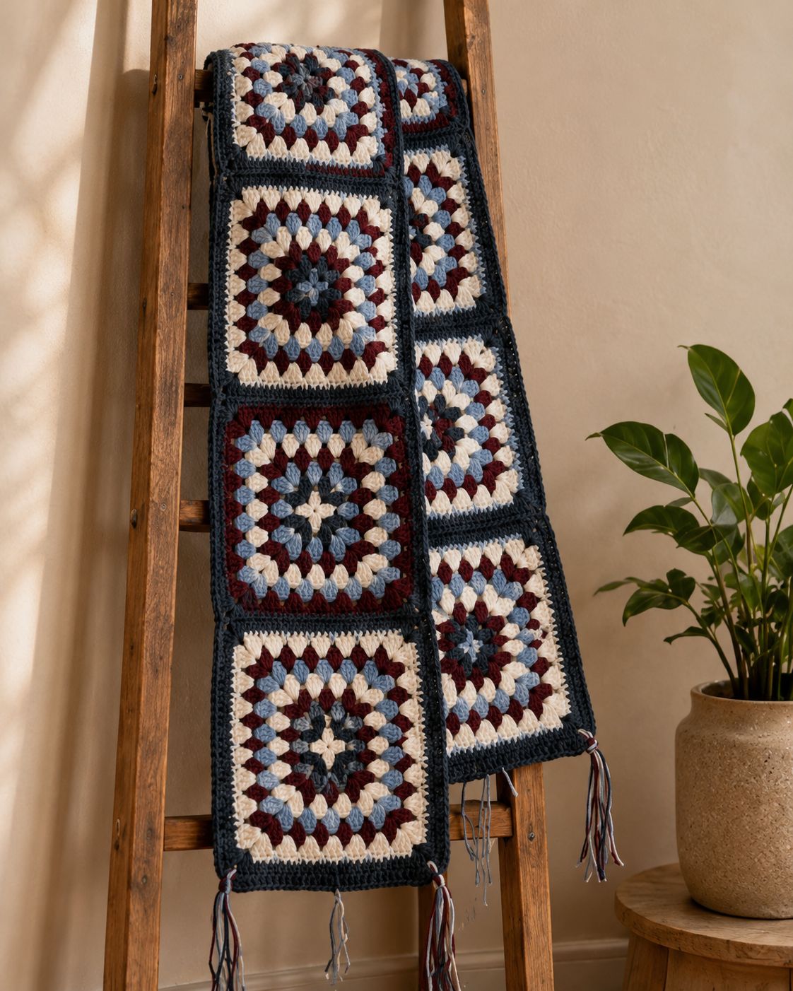 Handmade Heritage Granny Square Crochet Scarf
